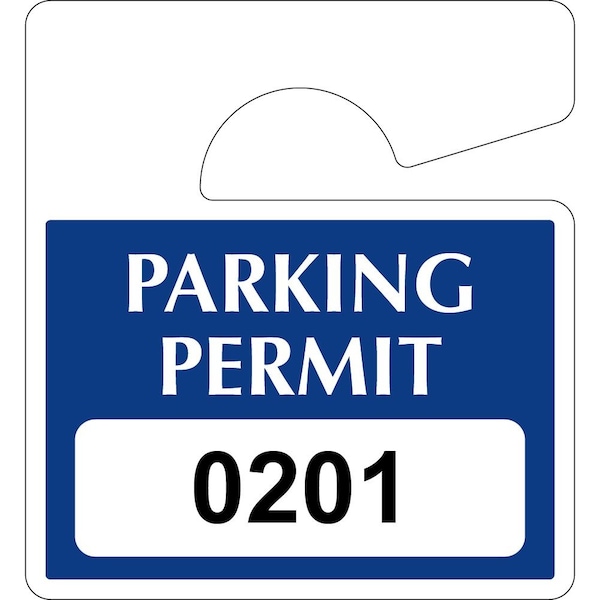 Lustre-Cal Laminated Hanging Parking Permit Dark Blue 3in x 2.75in 30mil Plastic Serialized 201-250, 50PK 253813301Bd0201 - main